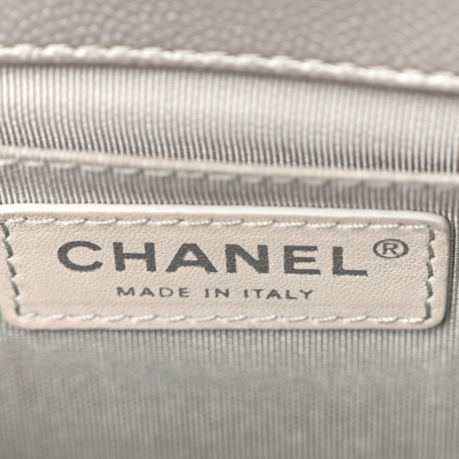 Chanel Metallic Caviar Chevron Quilted Medium Boy Flap Silver 6 of 10