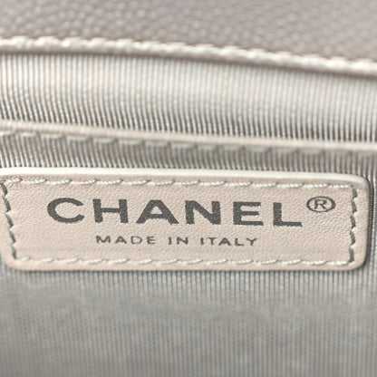 Chanel Metallic Caviar Chevron Quilted Medium Boy Flap Silver 6 of 10