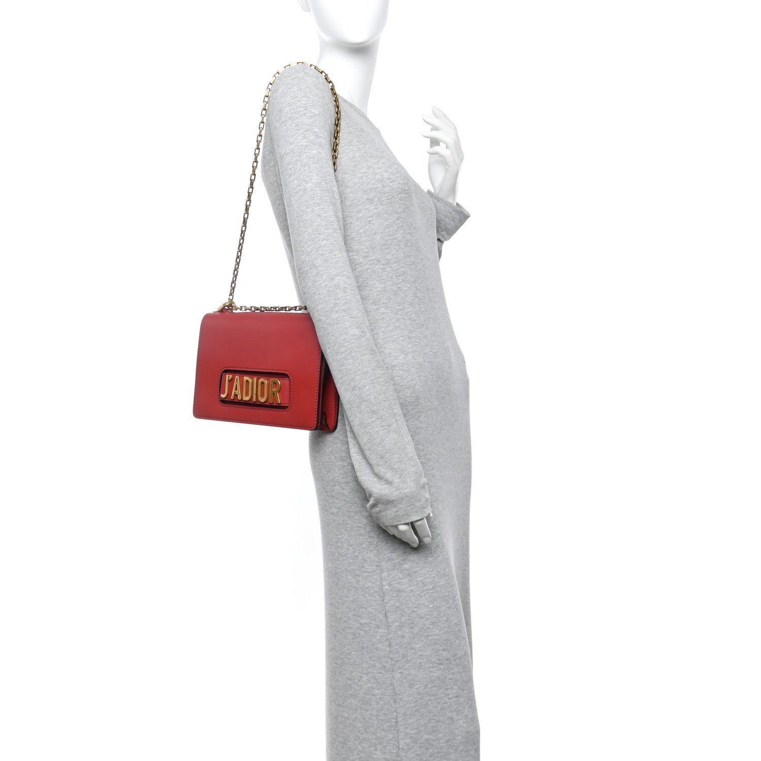Christian Dior Calfskin J'Adior Chain Flap Bag Red 2 of 15