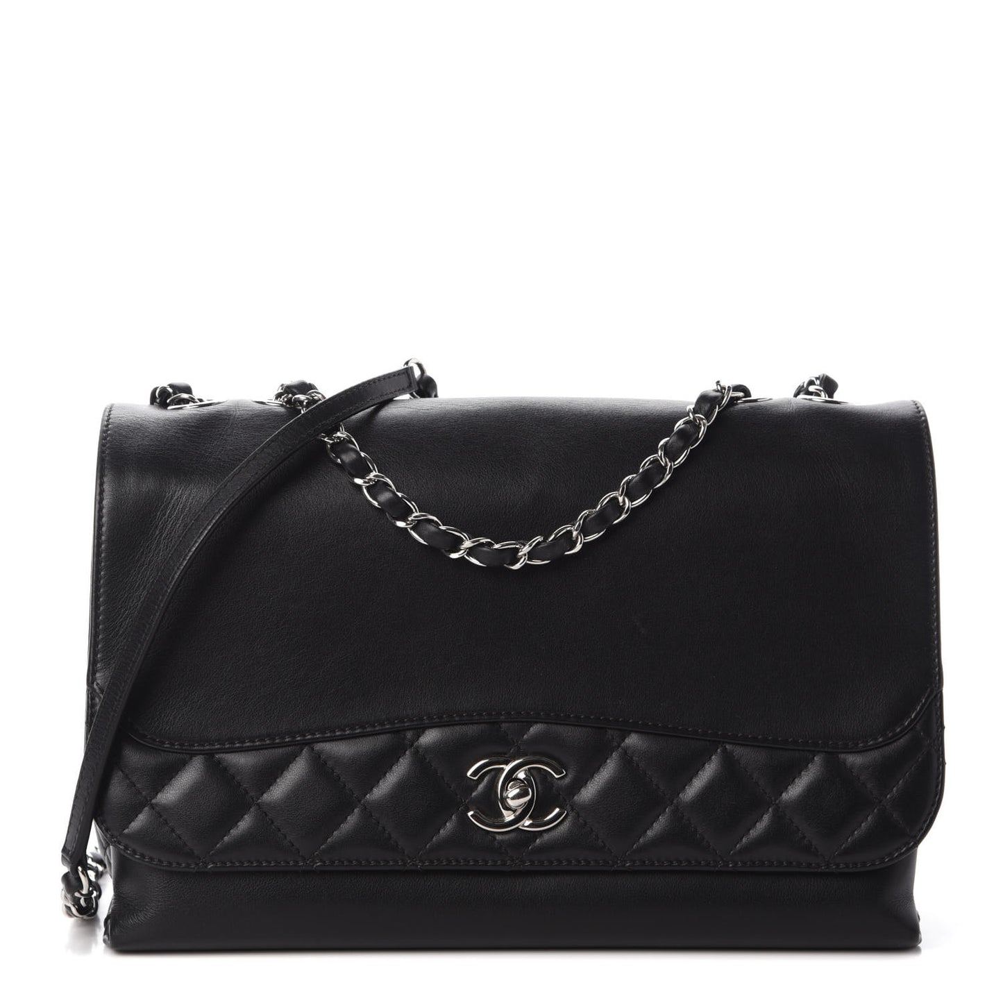 Calfskin Jumbo Tramezzo Flap Black