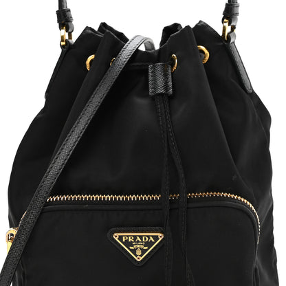 Prada Re-Nylon Saffiano Duet Bucket Crossbody Bag Black Black 7 of 11