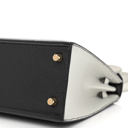 Hermes Chevre Mysore Bi-Color Horseshoe Kelly Sellier 25 Black Gris Mouette 10 of 11