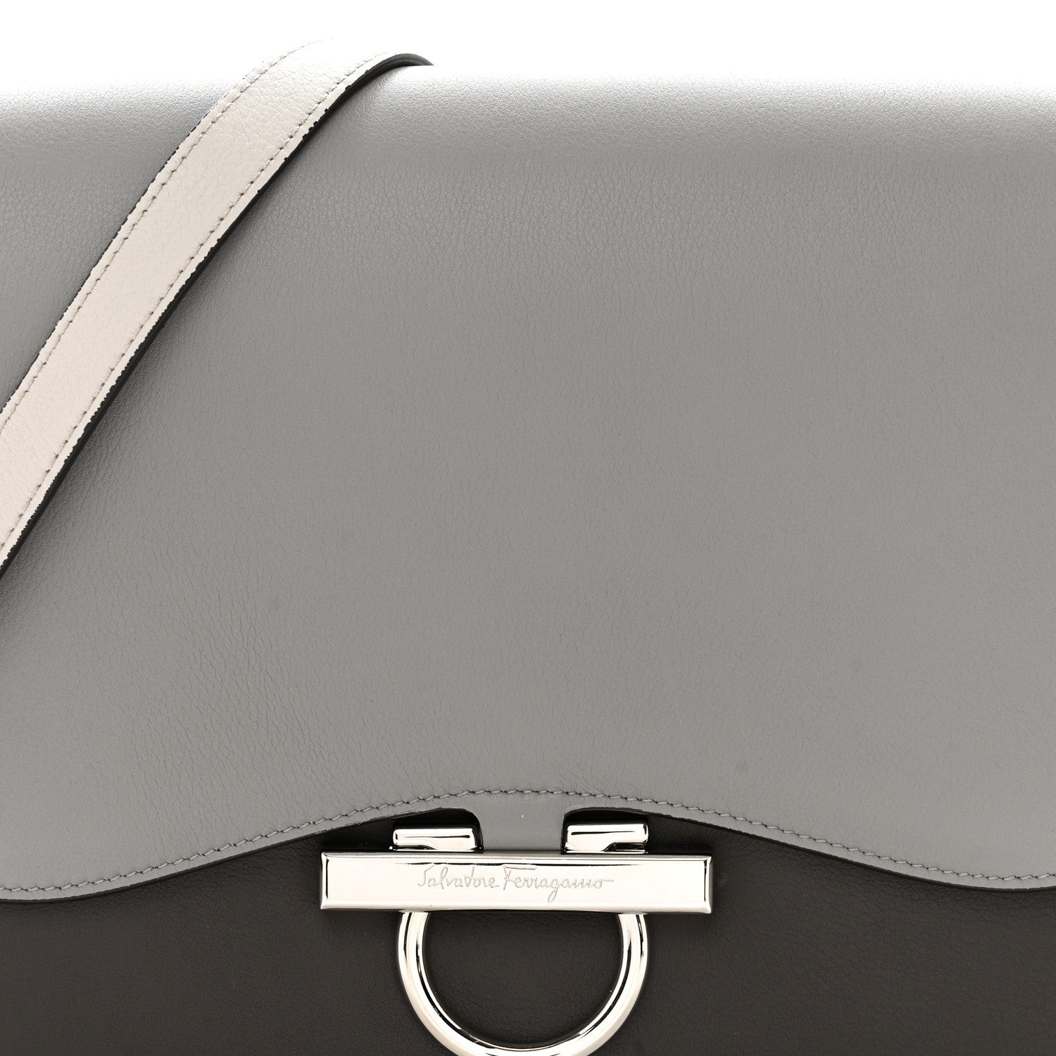 Salvatore Ferragamo Calfskin Joanne Crossbody Flannel Fossil Grey 8 of 11