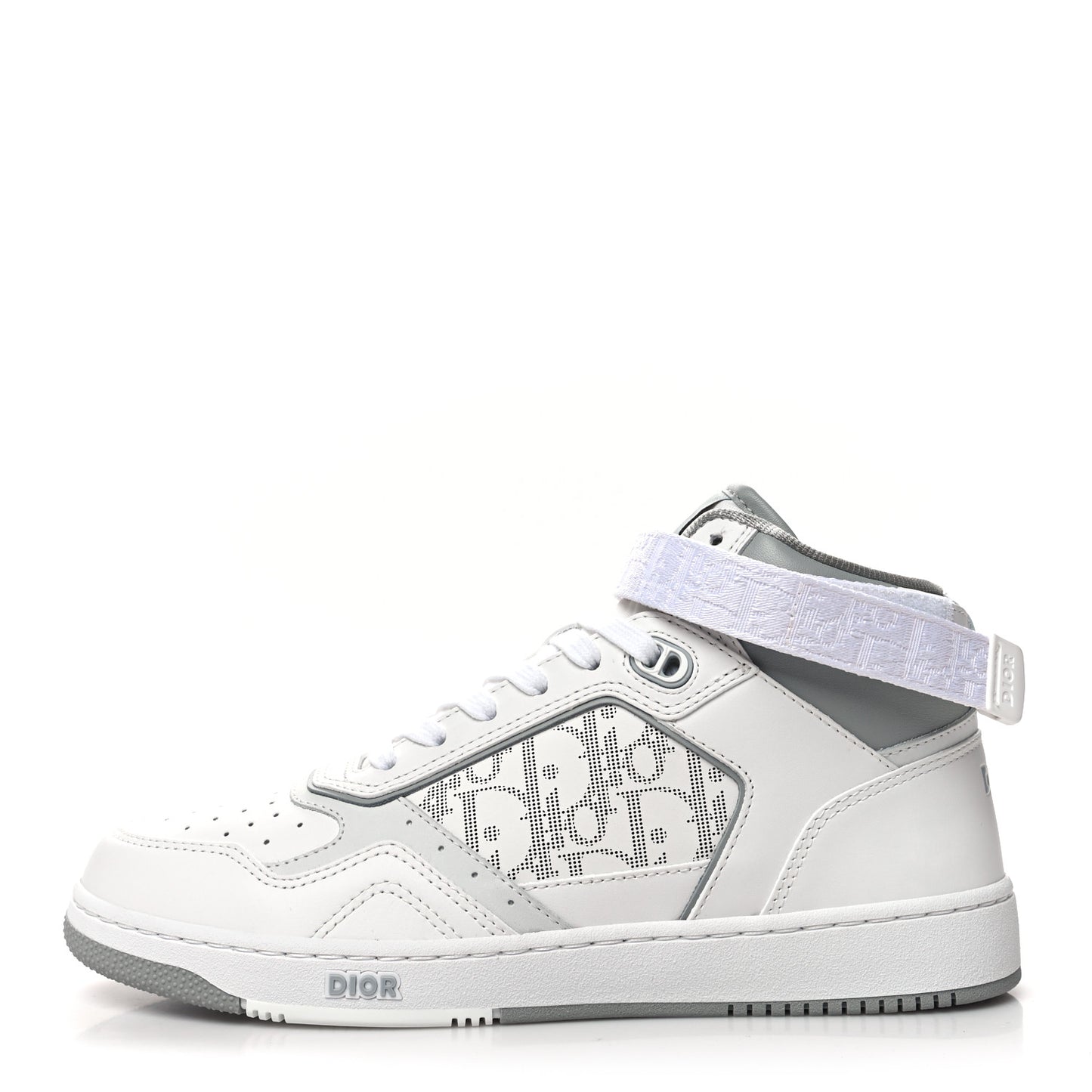 Smooth Calfskin Oblique Galaxy Perforated Mens B27 Mid Top Sneakers 41 White Grey