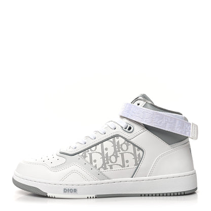 Christian Dior Smooth Calfskin Oblique Galaxy Perforated Mens B27 Mid Top Sneakers 41 White Grey 1 of 9