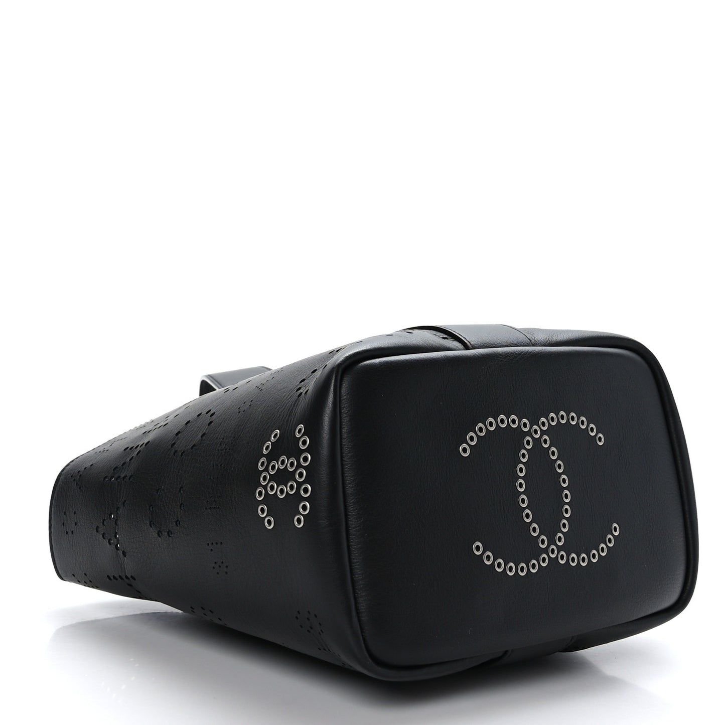 Calfskin Tweed Small Piercing Light Bucket Bag Black
