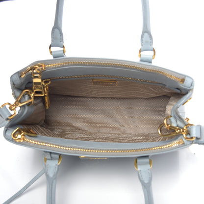 Prada Saffiano Galleria Mini Double Zip Tote Aviazione 6 of 15