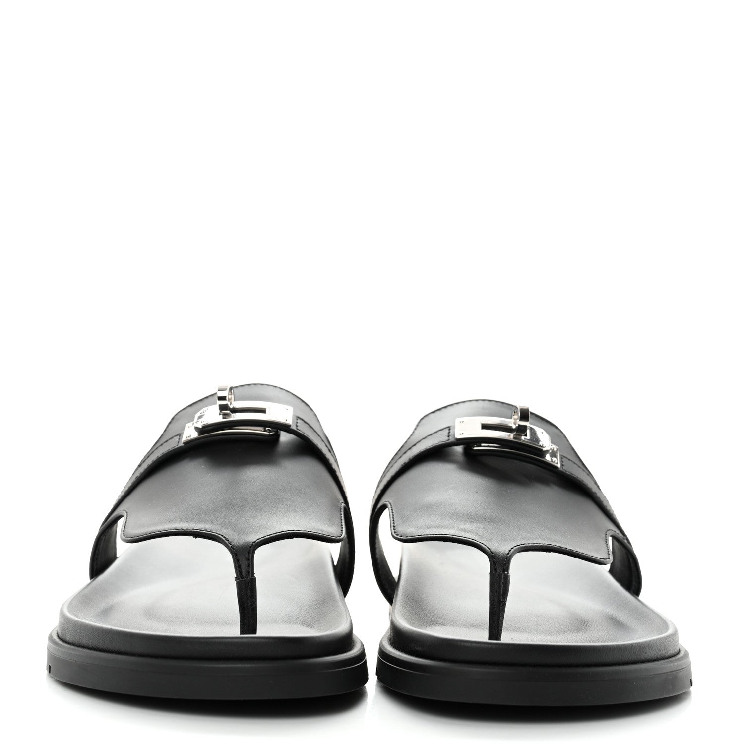 Hermes Calfskin Womens Empire Sandals 39 Black 3 of 8