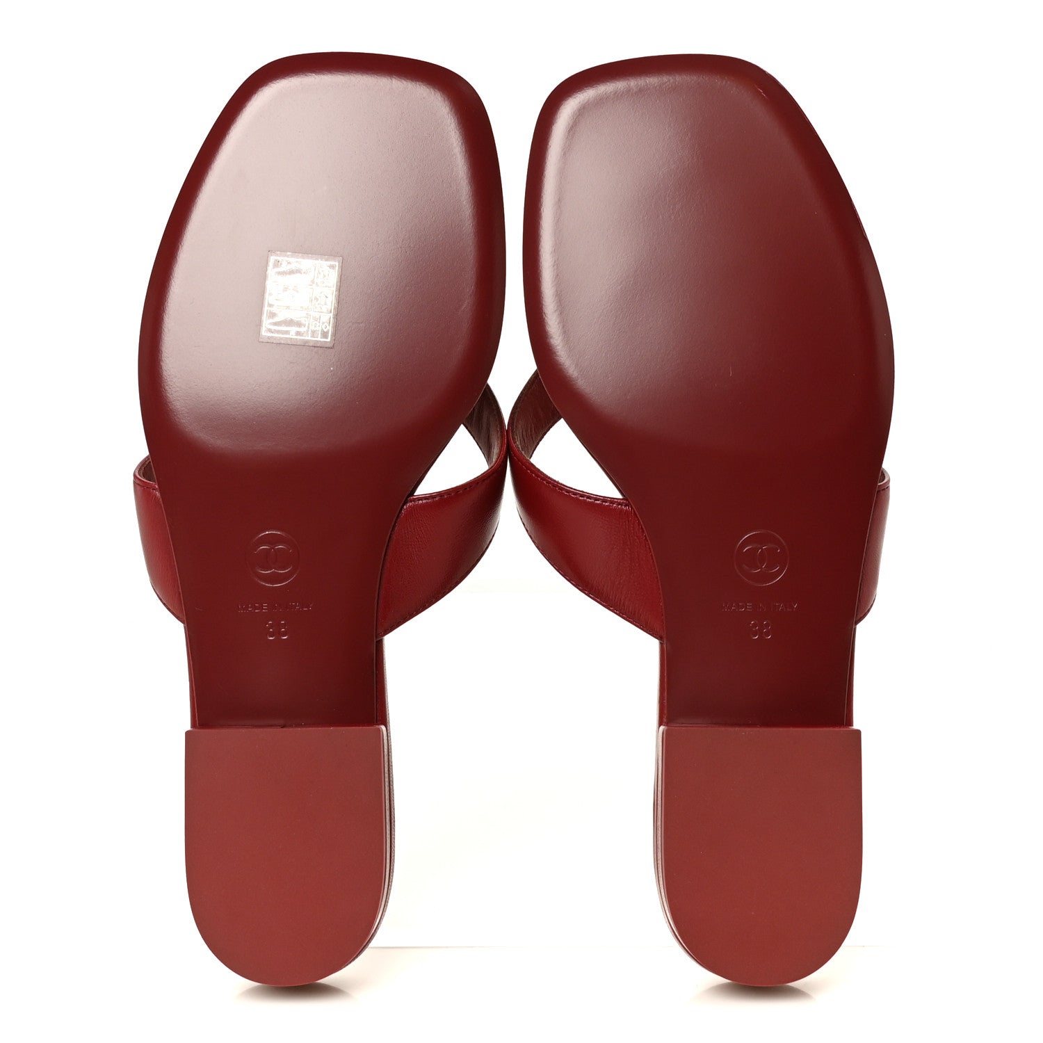 Chanel Lambskin CC Thong Sandals 38 Burgundy 6 of 9