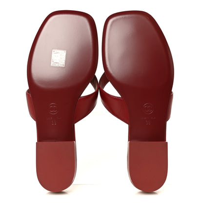 Chanel Lambskin CC Thong Sandals 38 Burgundy 6 of 9