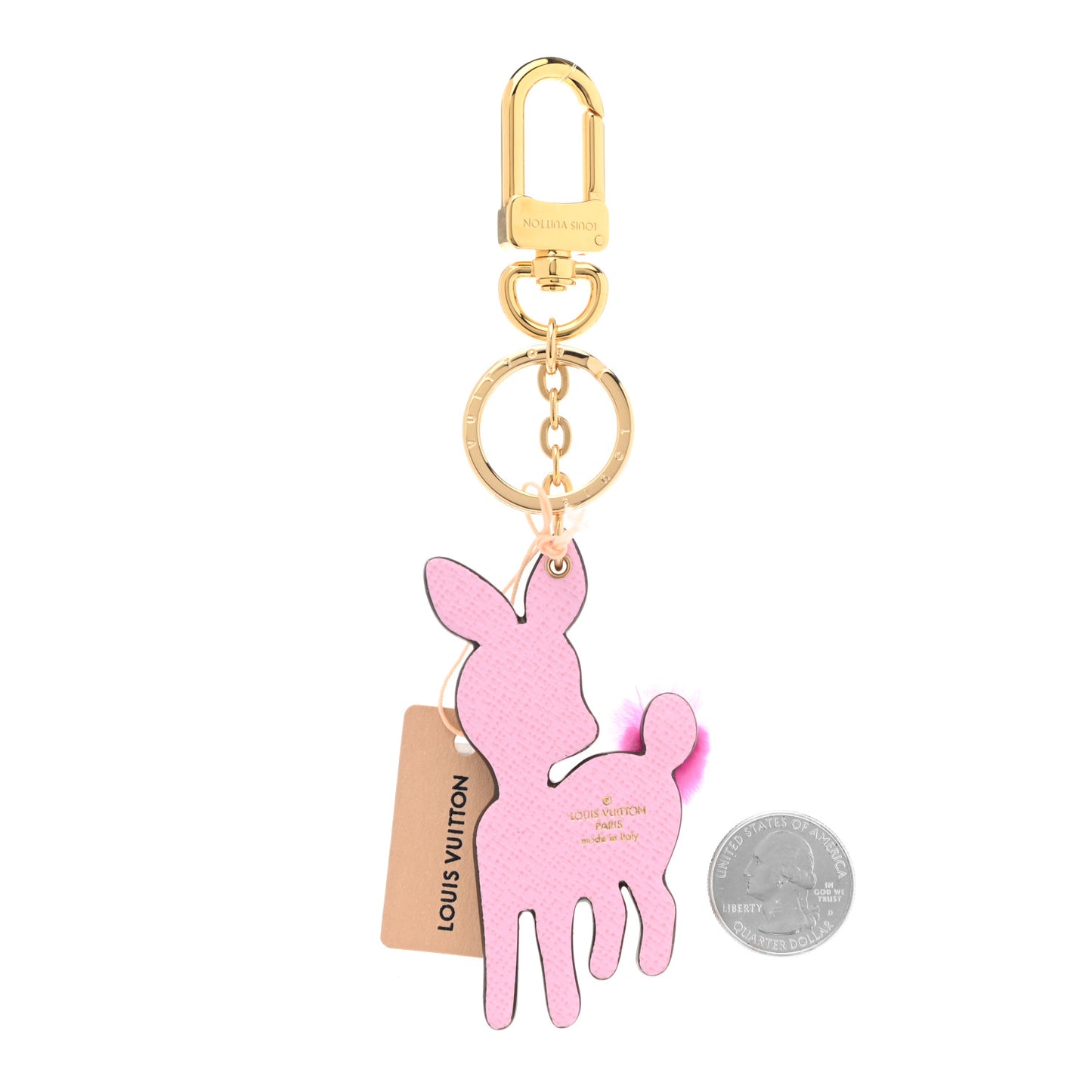 Calfskin Superstition Deer Bag Charm Key Holder Rose