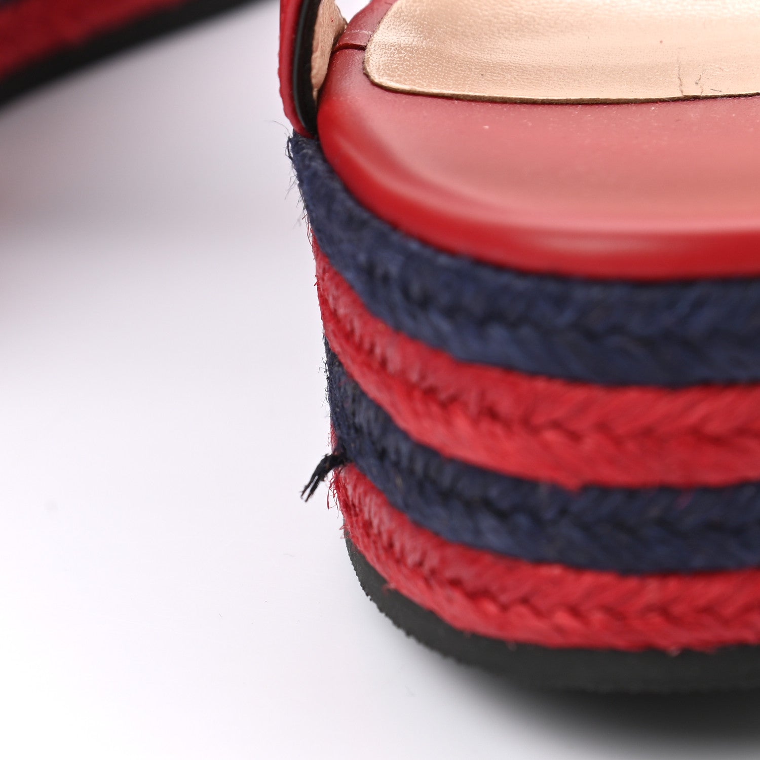 Gucci Lifford Calfskin Aitana Espadrille Platform 45/130mm Wedge Sandals 38 Hibiscus Red 9 of 9