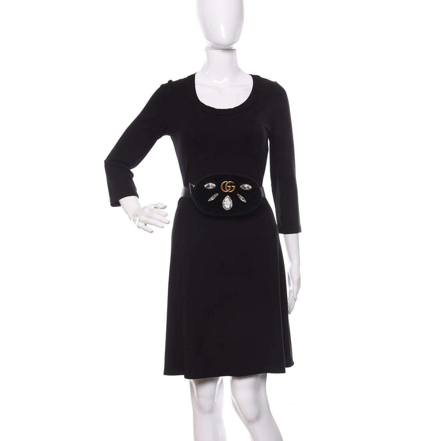 Velvet Matelasse Marquise Crystals GG Marmont Belt Bag 95 38 Black