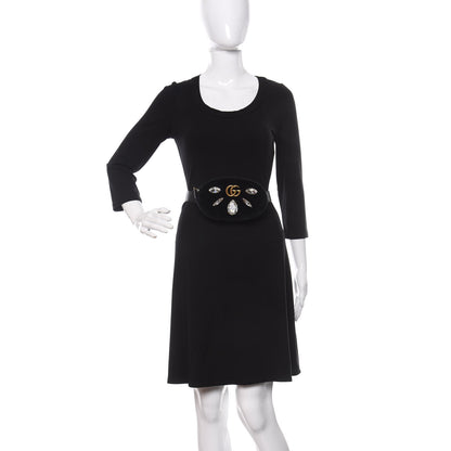 Gucci Velvet Matelasse Marquise Crystals GG Marmont Belt Bag 95 38 Black 2 of 9