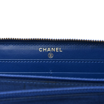 Chanel Shiny Goatskin Quilted Chanel 19 Long Zipped Around Wallet Blue 6 of 10