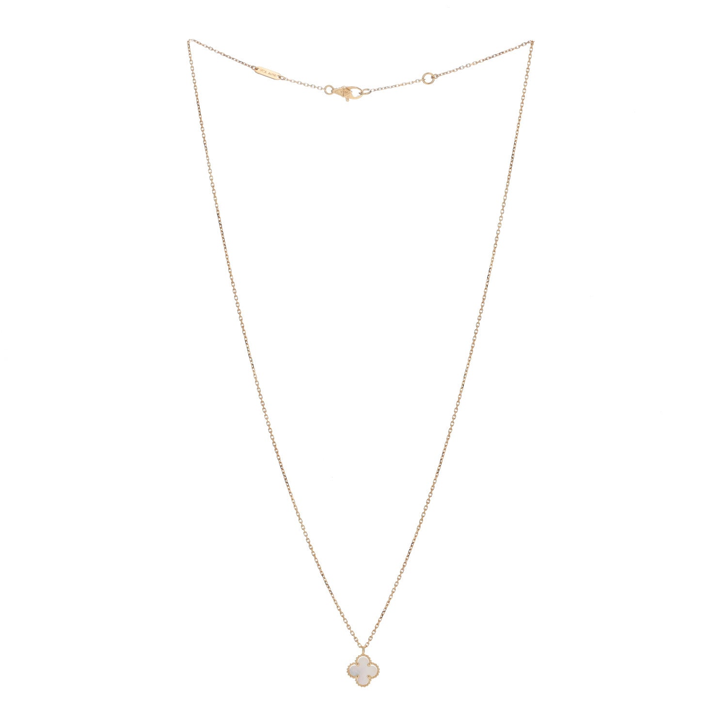 Van Cleef & Arpels 18K Yellow Gold Mother of Pearl Sweet Alhambra Pendant Necklace 2 of 5