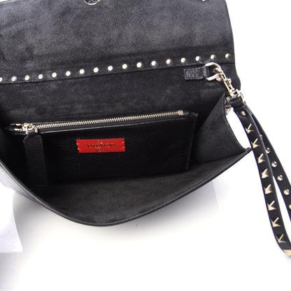 Valentino Garavani Pebbled Calfskin Rockstud Side Slip Wristlet Clutch Black 5 of 9