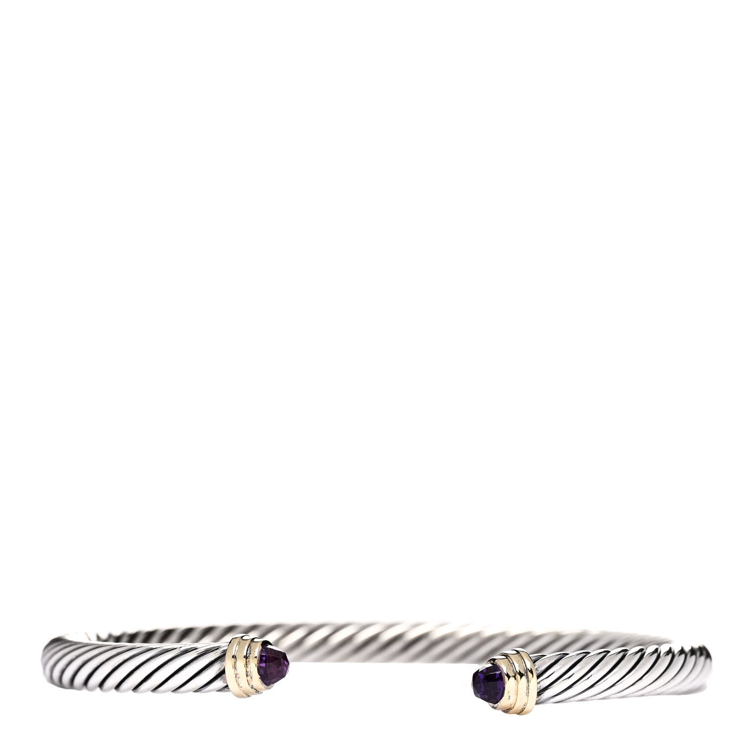 David Yurman Sterling Silver 14K Yellow Gold Amethyst 5mm Cable Classics Petite Color Bracelet 1 of 3