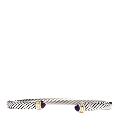 David Yurman Sterling Silver 14K Yellow Gold Amethyst 5mm Cable Classics Petite Color Bracelet 1 of 3