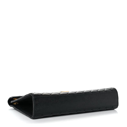 Saint Laurent Grain De Poudre Textured Mixed Matelasse Large Triquilt Monogram Satchel Black 4 of 9