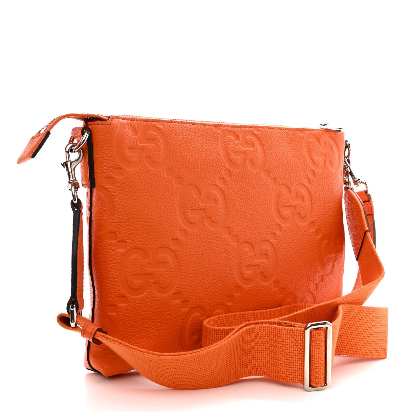 Piuma Calfskin Jumbo GG Embossed Medium Wristlet Messenger Bag Orange