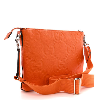 Gucci Piuma Calfskin Jumbo GG Embossed Medium Wristlet Messenger Bag Orange 3 of 10