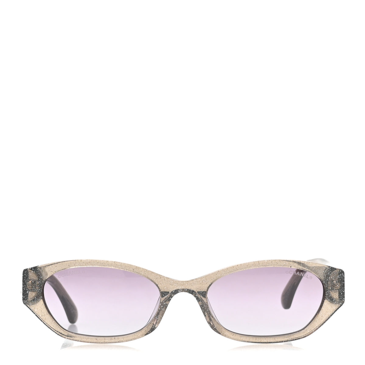 Chanel Acetate Glitter Rectangle Sunglasses 71280A Silver 2 of 8
