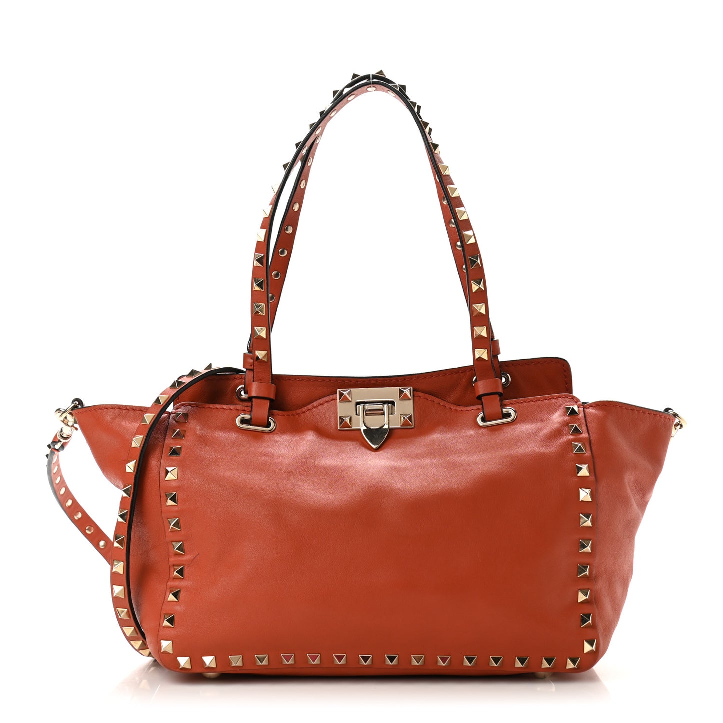 Vitello Small Rockstud Tote English Red