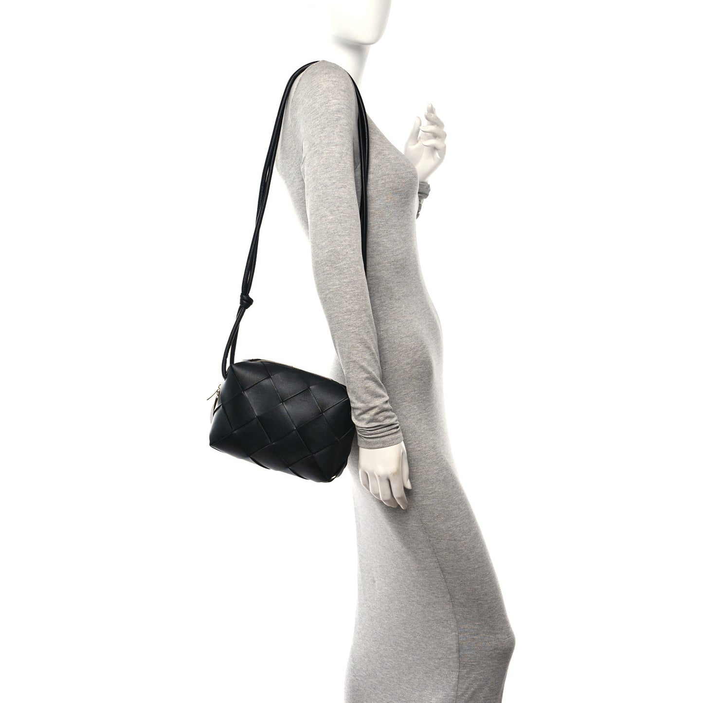 Lambskin Maxi Intrecciato Small Cassette Camera Bag Black