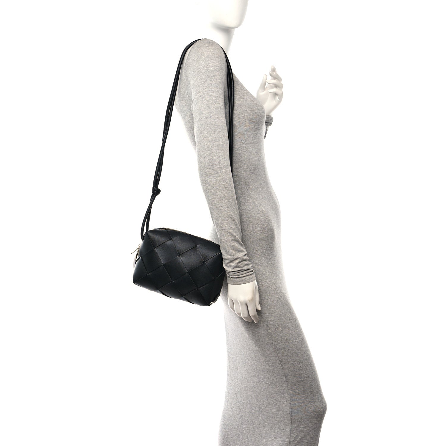 Bottega Veneta Lambskin Maxi Intrecciato Small Cassette Camera Bag Black 2 of 9