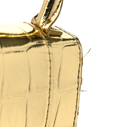 Balenciaga Metallic Calfskin Crocodile Embossed Hourglass Top Handle Bag Mini Gold 9 of 12