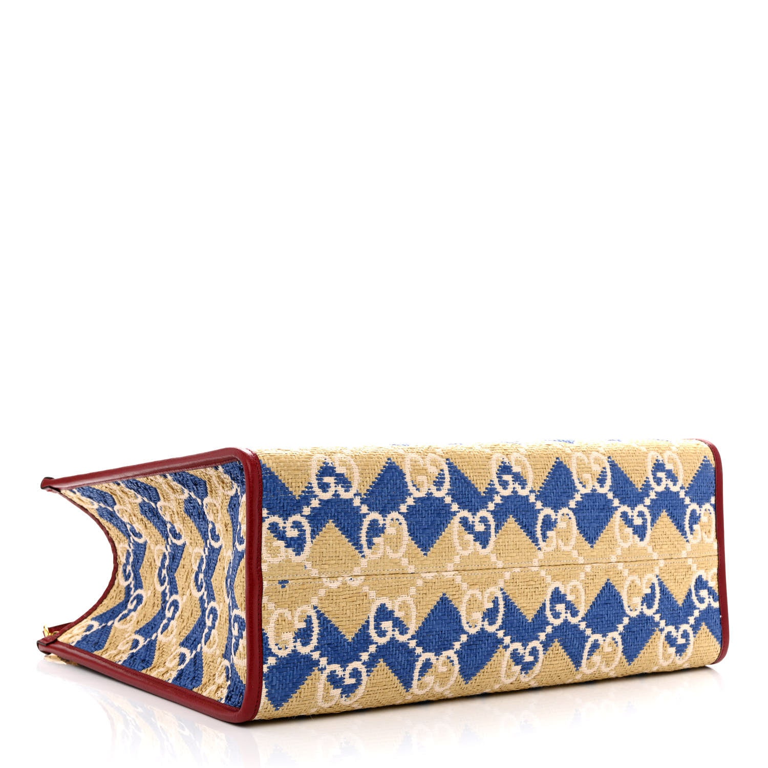 Gucci Raffia GG Monogram Hamptons Medium Tote Bag Beige Blue 4 of 10