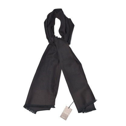 Gucci Wool GG Monogram Brent Fringe Scarf Dark Brown 1 of 4