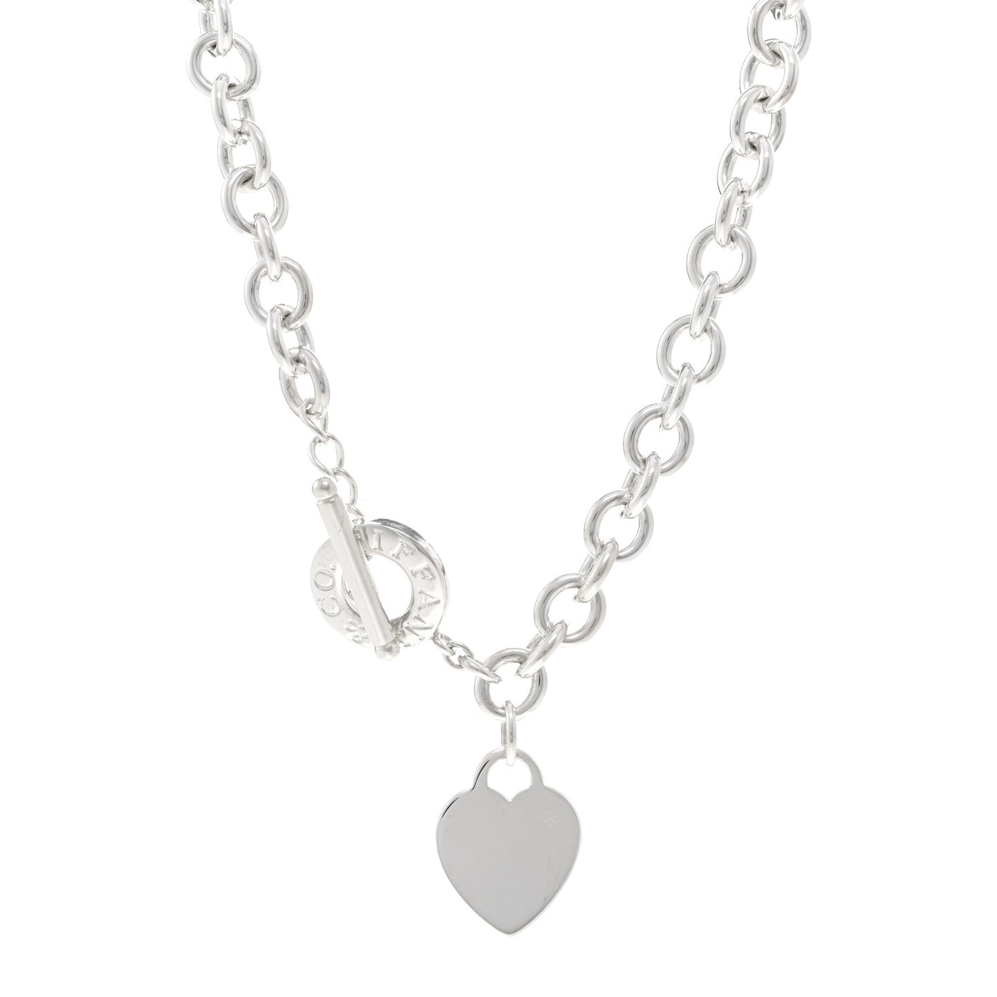 Sterling Silver Heart Tag Toggle Necklace