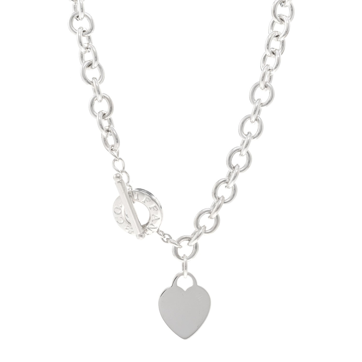 Tiffany Sterling Silver Heart Tag Toggle Necklace 1 of 5