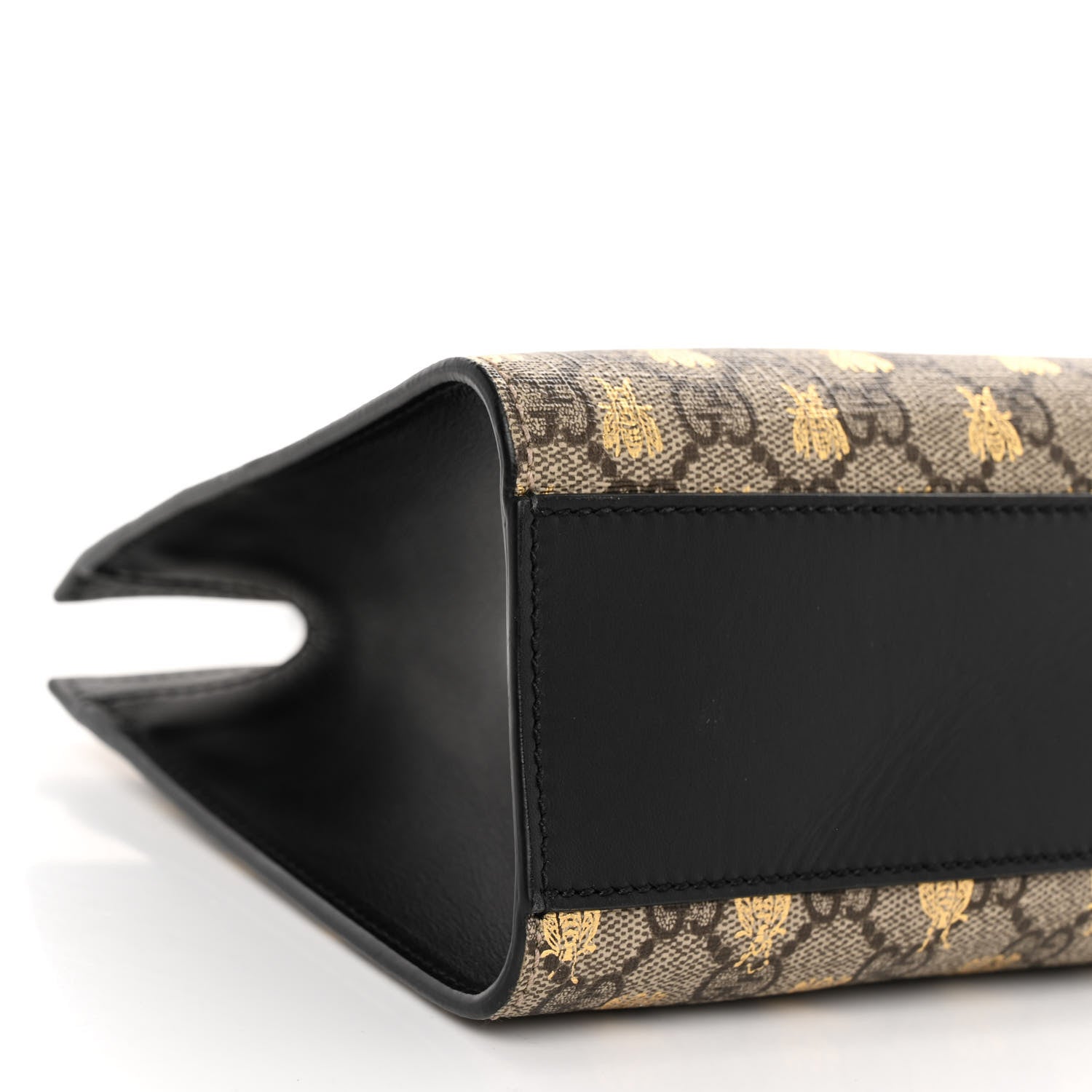Gucci GG Supreme Monogram Bees Small Padlock Tote Beige Oro Black 10 of 11
