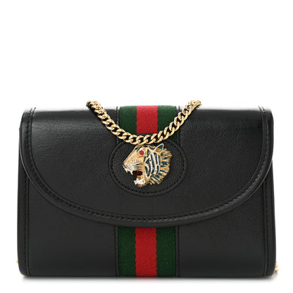 Gucci Textured Calfskin Web Mini Rajah Slim Flap Shoulder Bag Black 1 of 11
