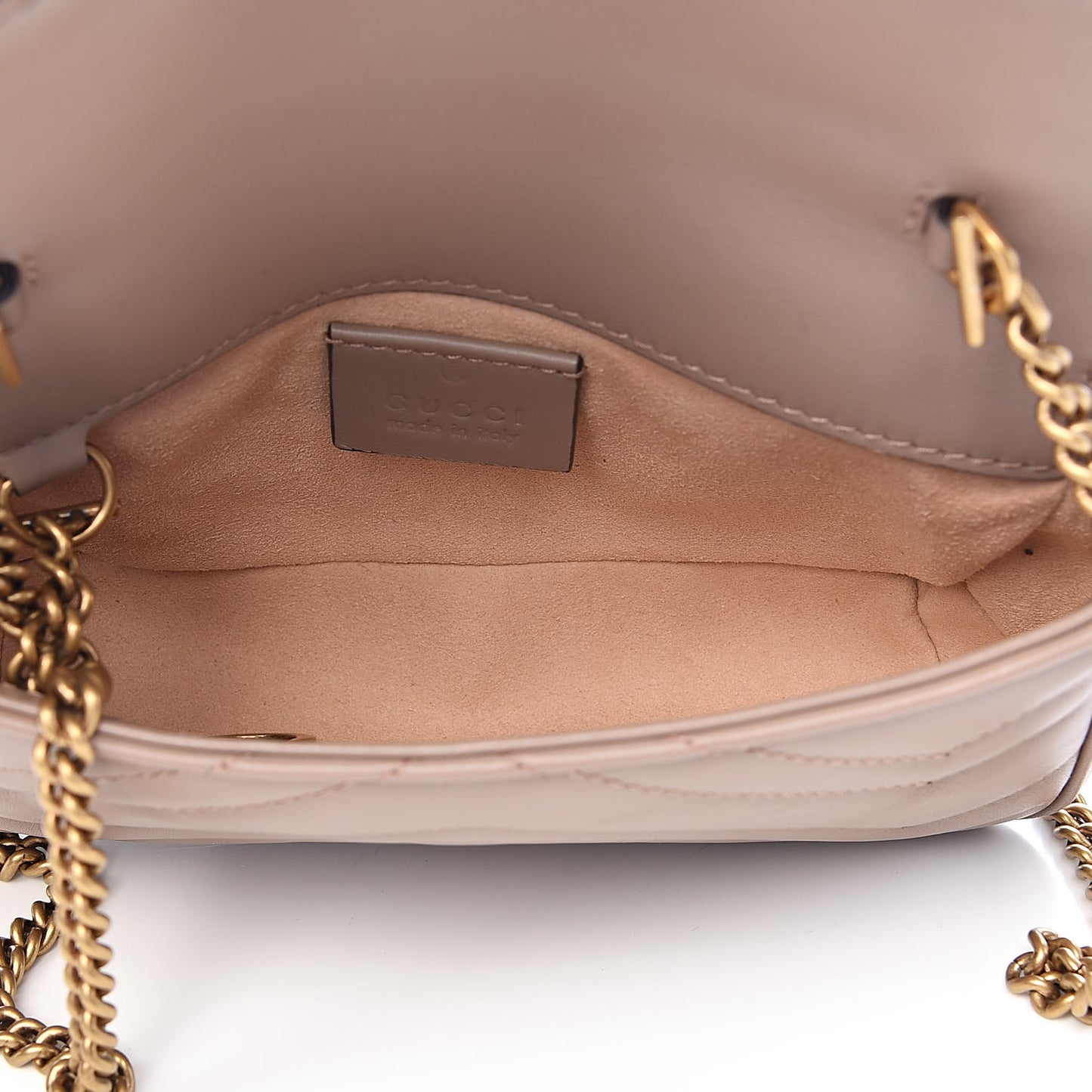 Calfskin Matelasse Super Mini GG Marmont Shoulder Bag Porcelain Rose
