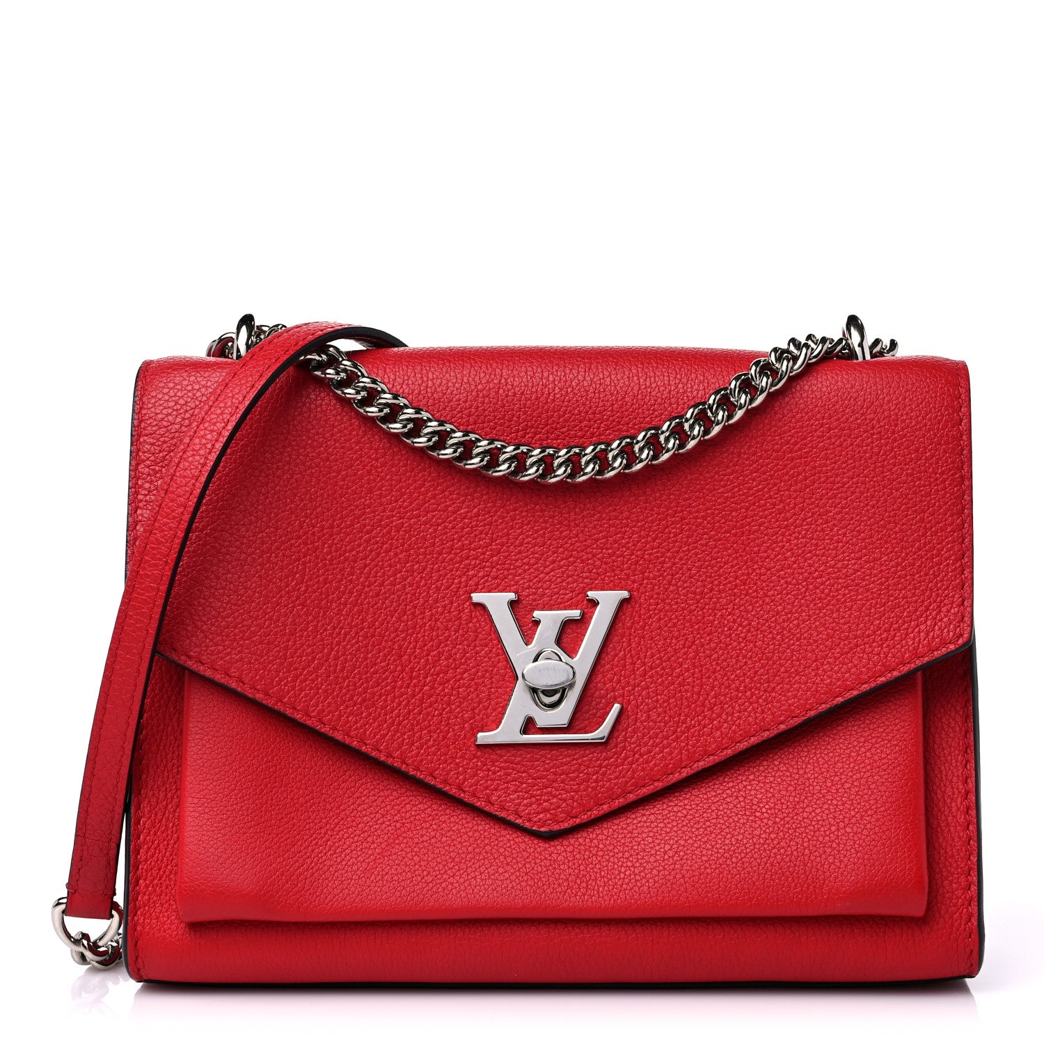 Louis Vuitton Soft Calfskin Mylockme Chain Bag BB Rubis 1 of 9