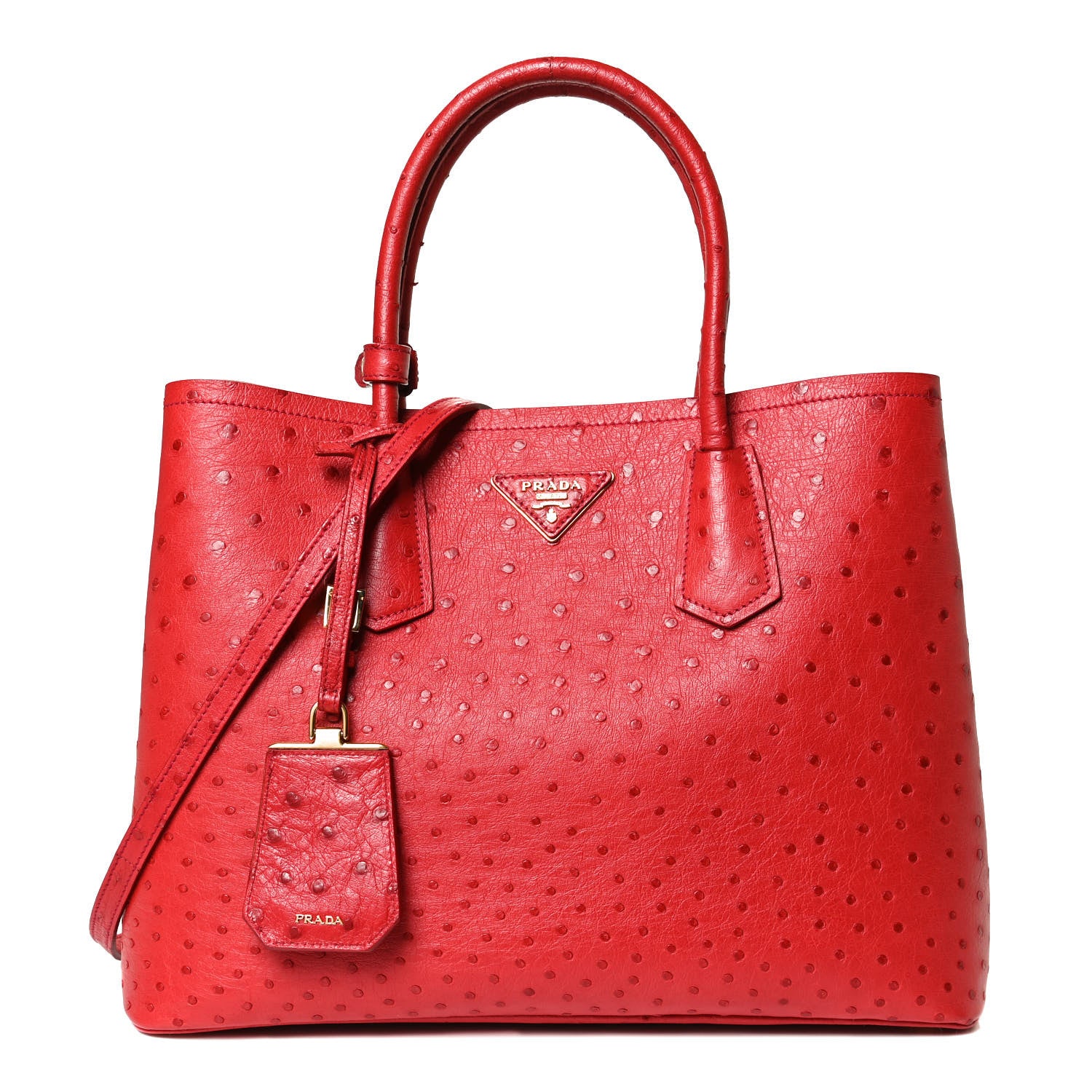 Prada Ostrich Medium Double Bag Rosso 1 of 10