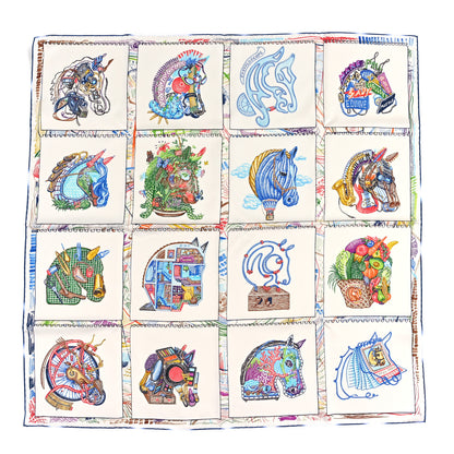 Hermes Silk Chevaloscope Scarf 90 White Bleu Multicolor 1 of 4