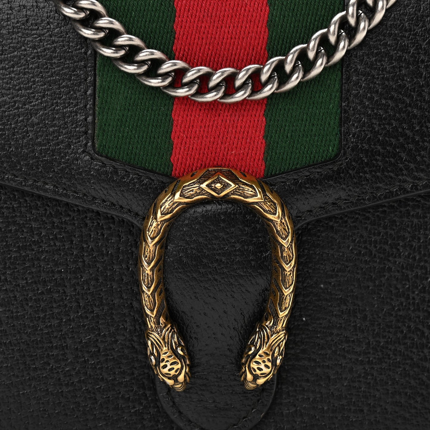 Calfskin Web Mini Dionysus Chain Wallet Black