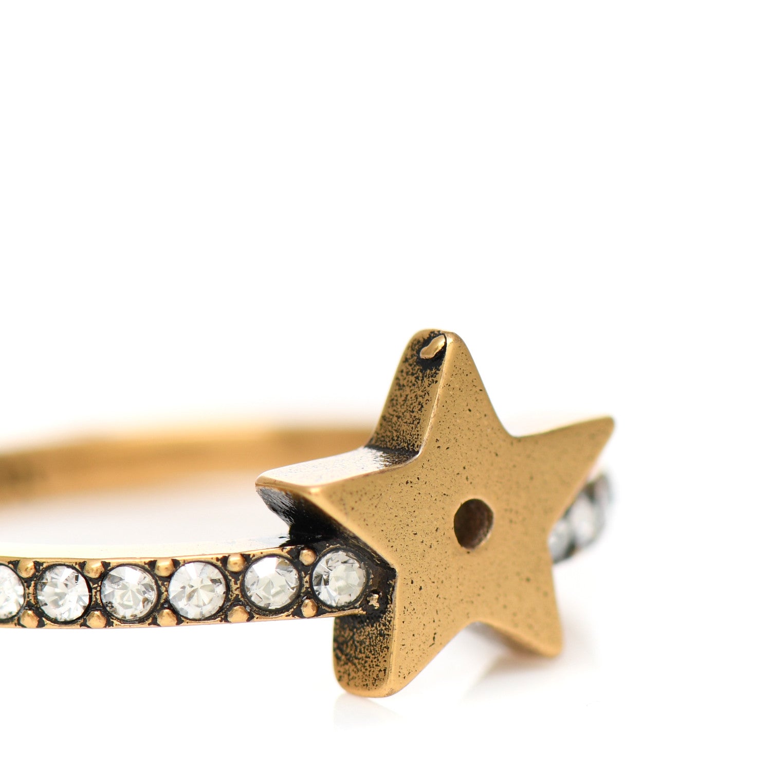 Christian Dior Metal Crystal Star Ring Gold 6 of 7