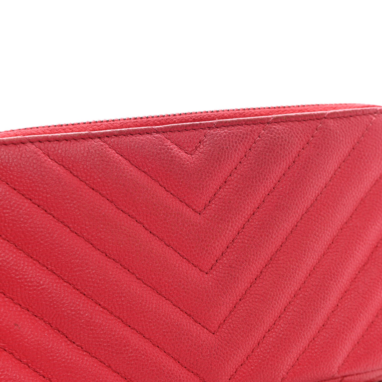 Caviar Chevron Quilted Small Clutch With Chain Light Red