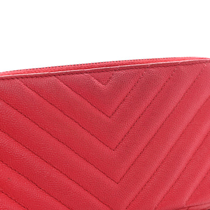 Chanel Caviar Chevron Quilted Small Clutch With Chain Light Red 14 of 15