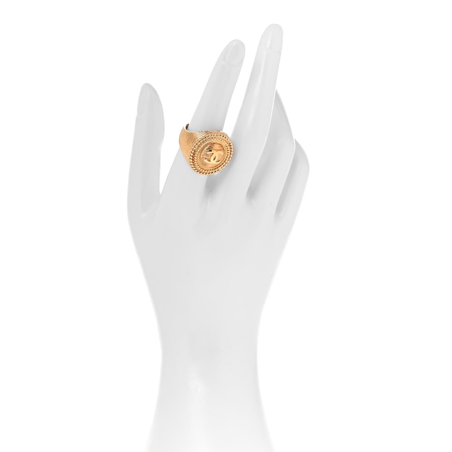 Chanel Metal CC Rope Ring 7 Gold 2 of 5