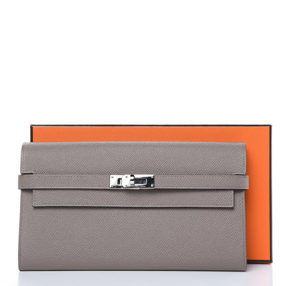 Hermes Epsom Kelly Longue Wallet Gris Asphalte Bleu Indigo 8 of 8