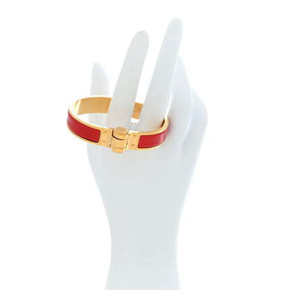 Hermes Enamel Charniere Uni Narrow Hinged Bracelet S Rouge Vif 2 of 4