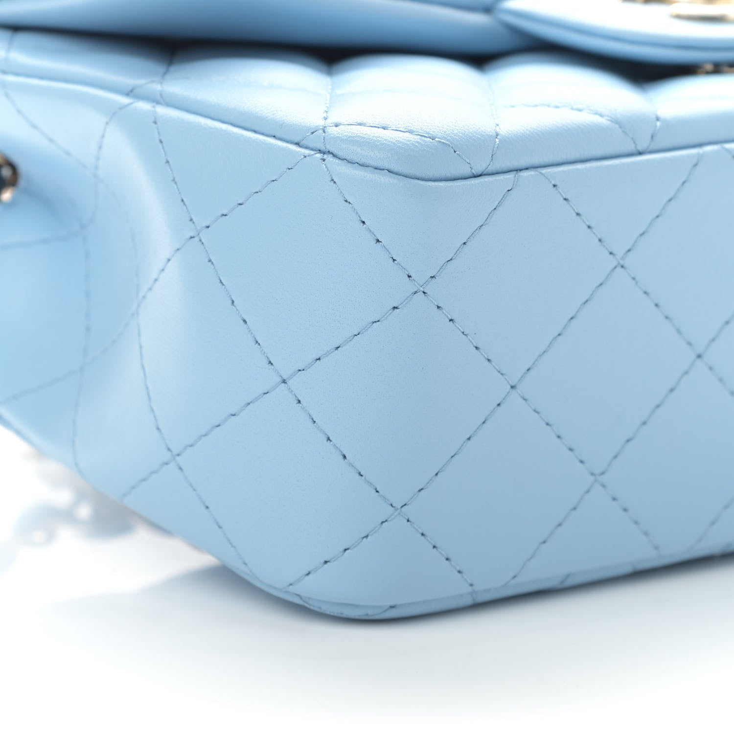 Chanel Lambskin Quilted Mini Rectangular Flap Light Blue 9 of 11