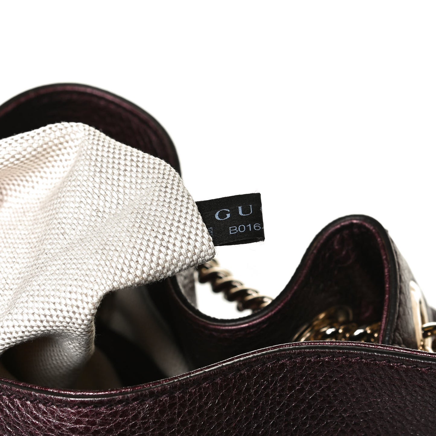 Metallic Cellarius Calfskin Medium Soho Chain Shoulder Bag Classic Burgundy